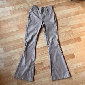 Trendy Bluenotes faux leather warm beige mid-rise flare pants size XS